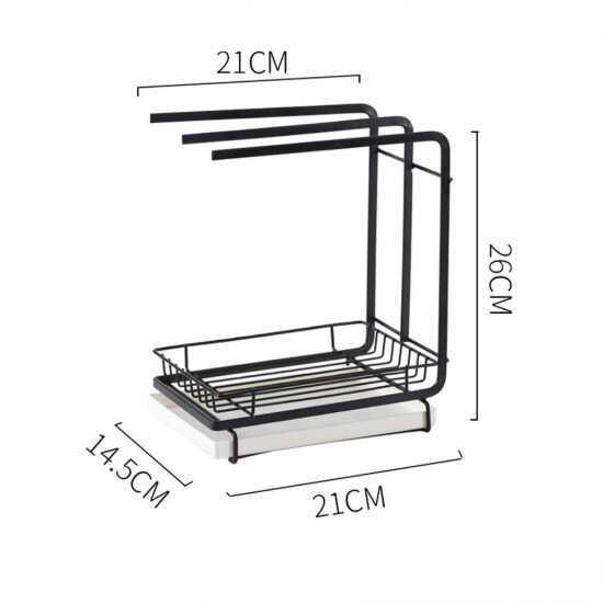 Zokura Поставка за кухненска гъба въглеродна стомана 21 x 145 x 26 см - Zo