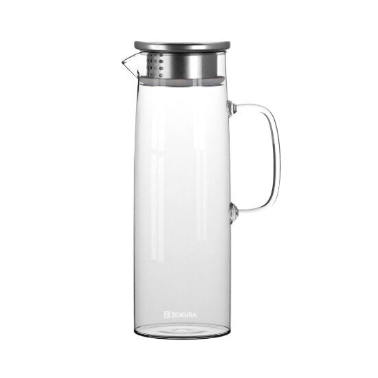 Zokura Стъклена гарафа с капак от неръждаема стомана 1.2L -