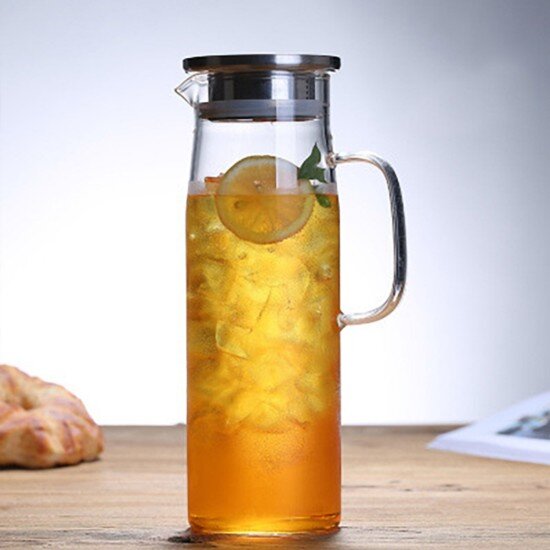 Zokura Стъклена гарафа с капак от неръждаема стомана 1.5L -