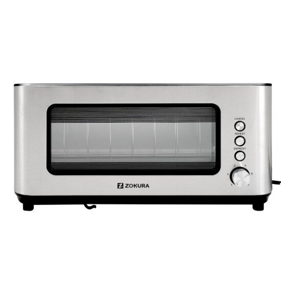Zokura Тостер с 2 слота със стъклен прозорец 1200 W -