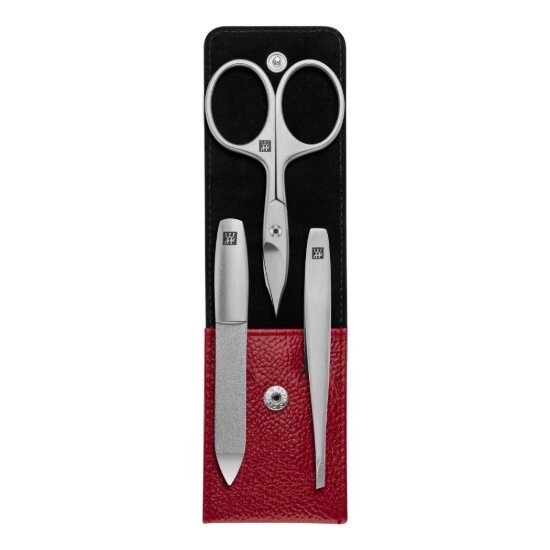Zwilling Комплект от 3 части от неръждаема стомана червен кожен калъф - Zwilli