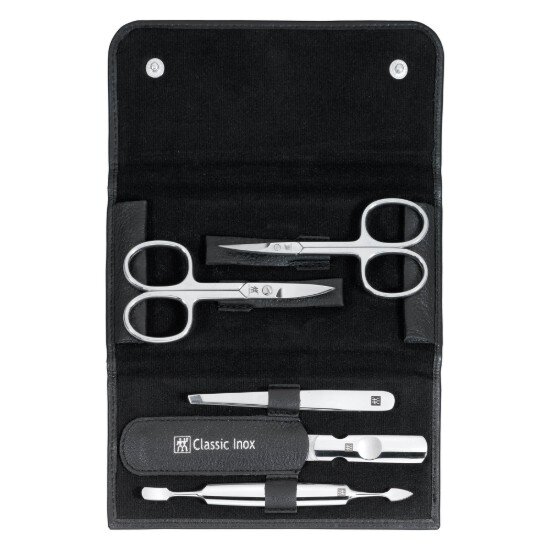 Zwilling Комплект за маникюр от 5 части черен кожен портфейл - Classi