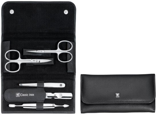 Zwilling Комплект за маникюр от 5 части черен кожен портфейл - Classi