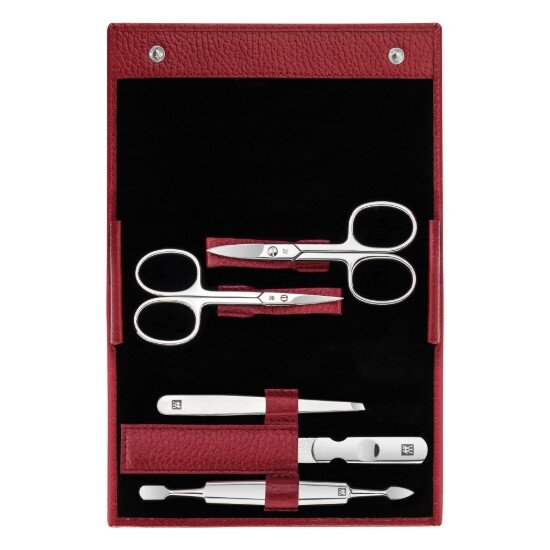 Zwilling Комплект за маникюр от 5 части кожен калъф червен Classic Inox - Zw