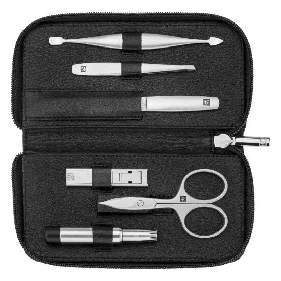 Zwilling Комплект за маникюр от 6 части кожен портфейл черен PREMIUM - Zwill