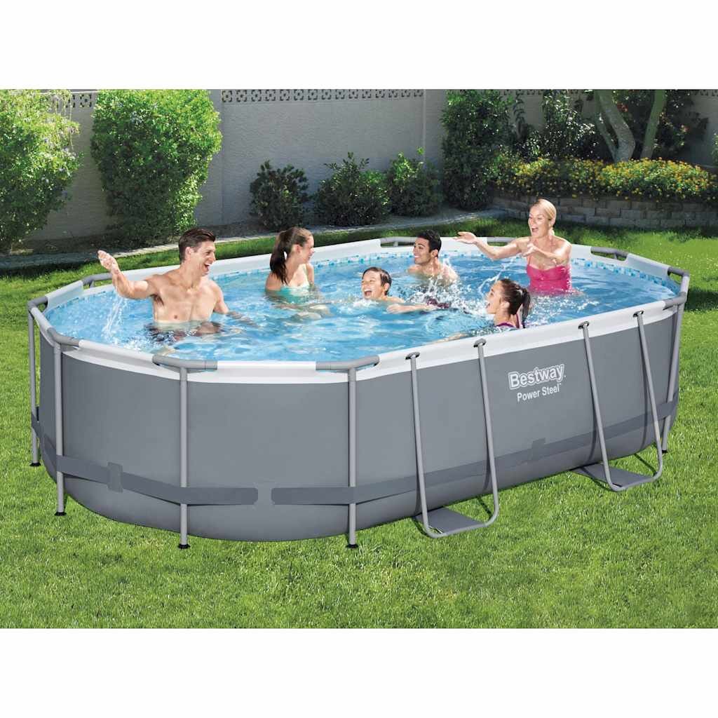 Bestway Power Steel Комплект басейн овален 488x305x107 см