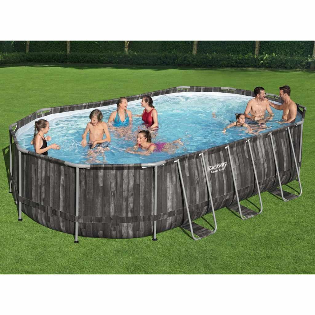 Bestway Power Steel Комплект басейн овален 488x305x107 см