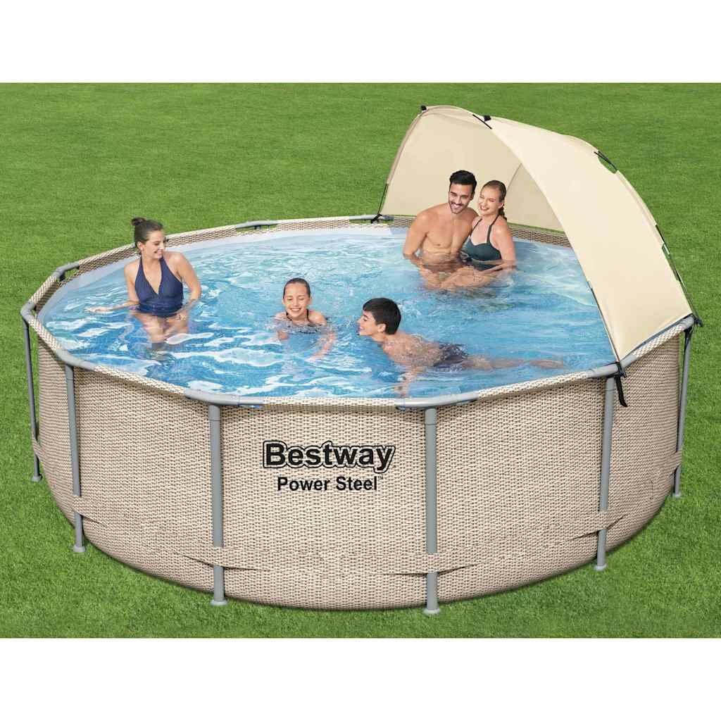 Bestway Power Steel Комплект плувен басейн със сенник 396x107 см