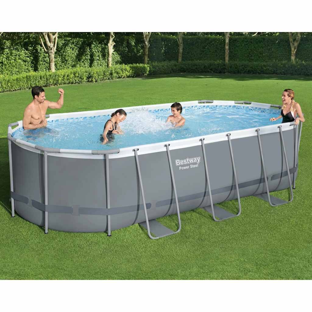 Bestway Power Steel Надземен басейн овален 549x274x122 см