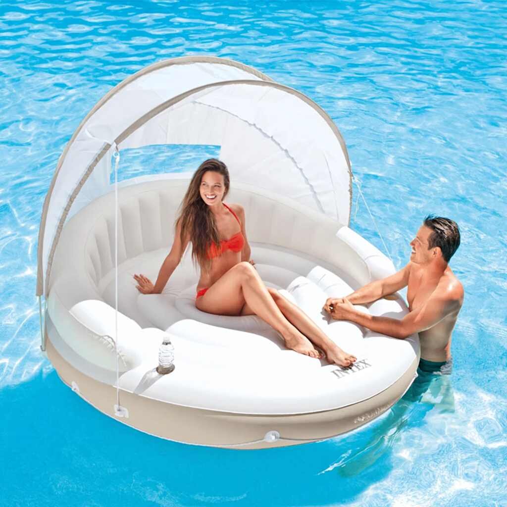 INTEX Плаващ надуваем шезлонг със сенник 199x150 см 58292 EU