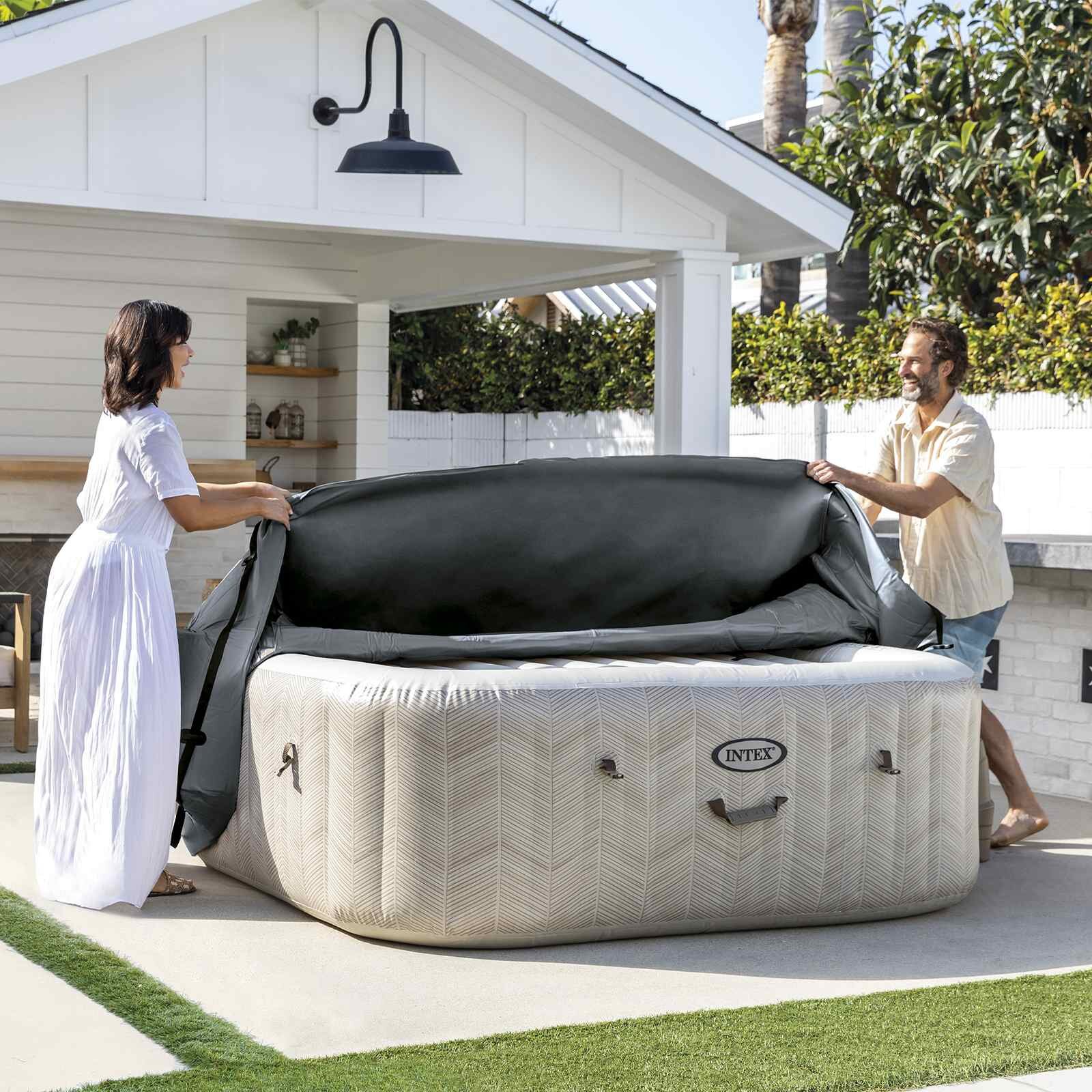 INTEX Спа покривало Тъмносиво 196 x 196 x 72 см PVC и PU