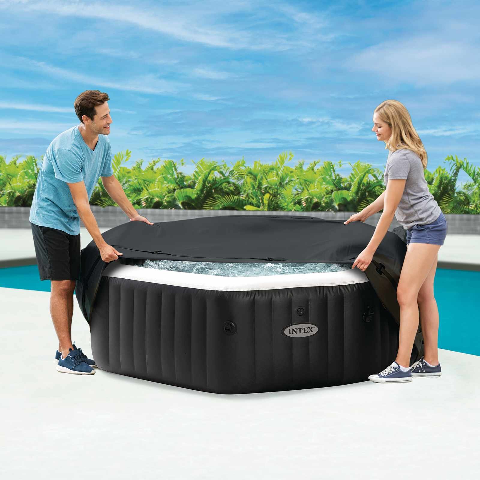 INTEX Спа покривало Тъмносиво 211 x 211 см PVC и PU