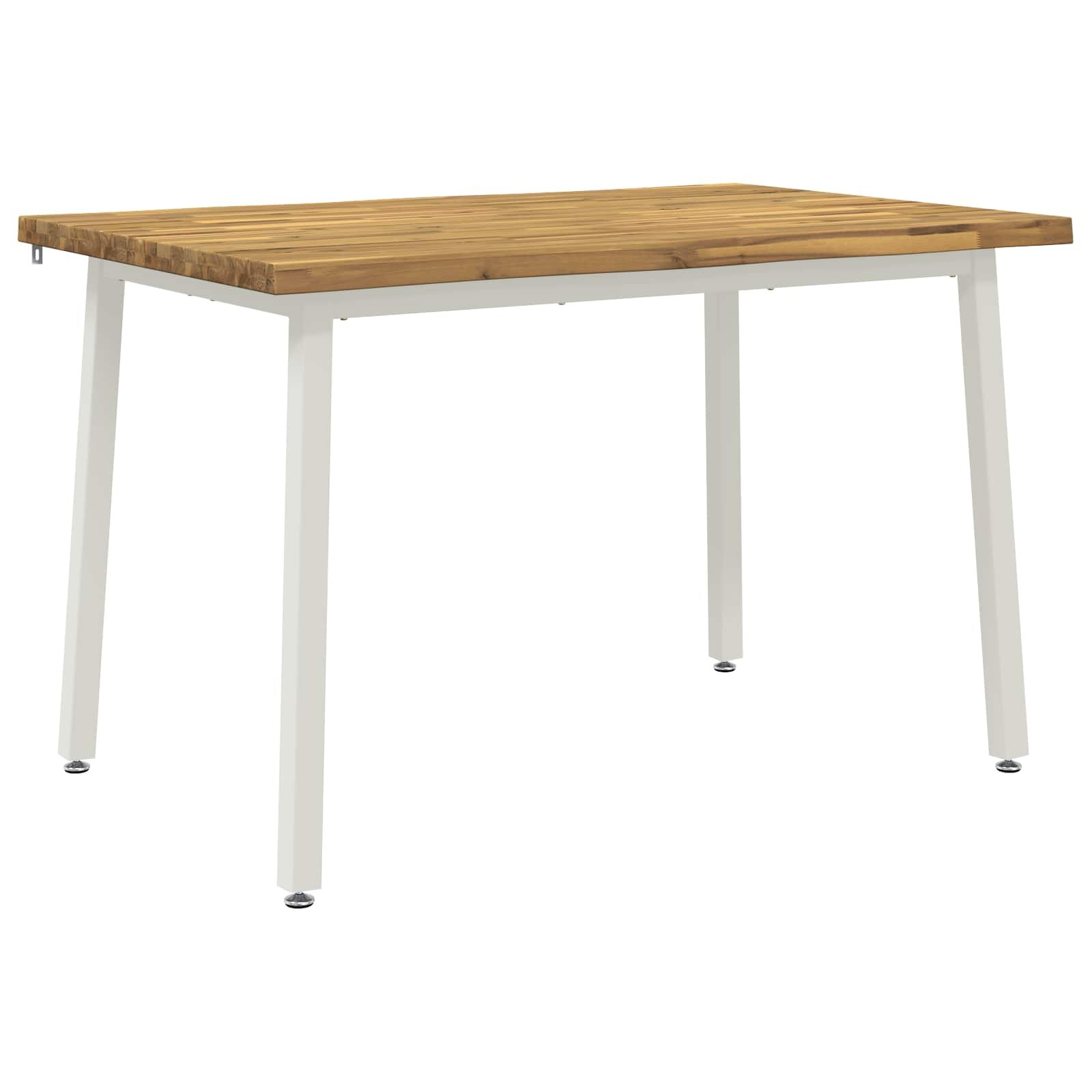 vidaXL 110 x 55 x 75 cm Солидно акациево дърво Бяло Правоъгълна