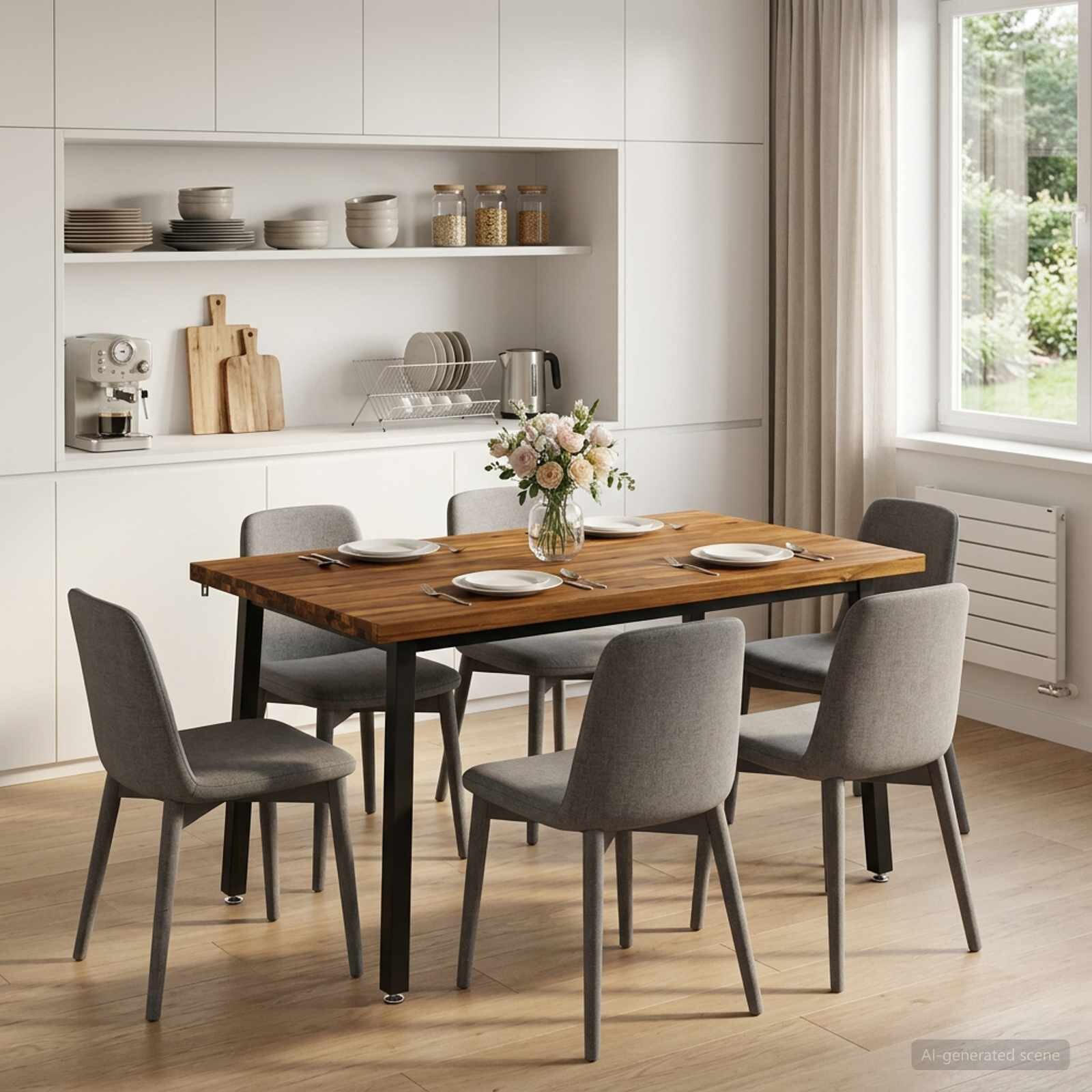 vidaXL 120 x 70 x 75 cm Солидно акациево дърво Естествено и черно