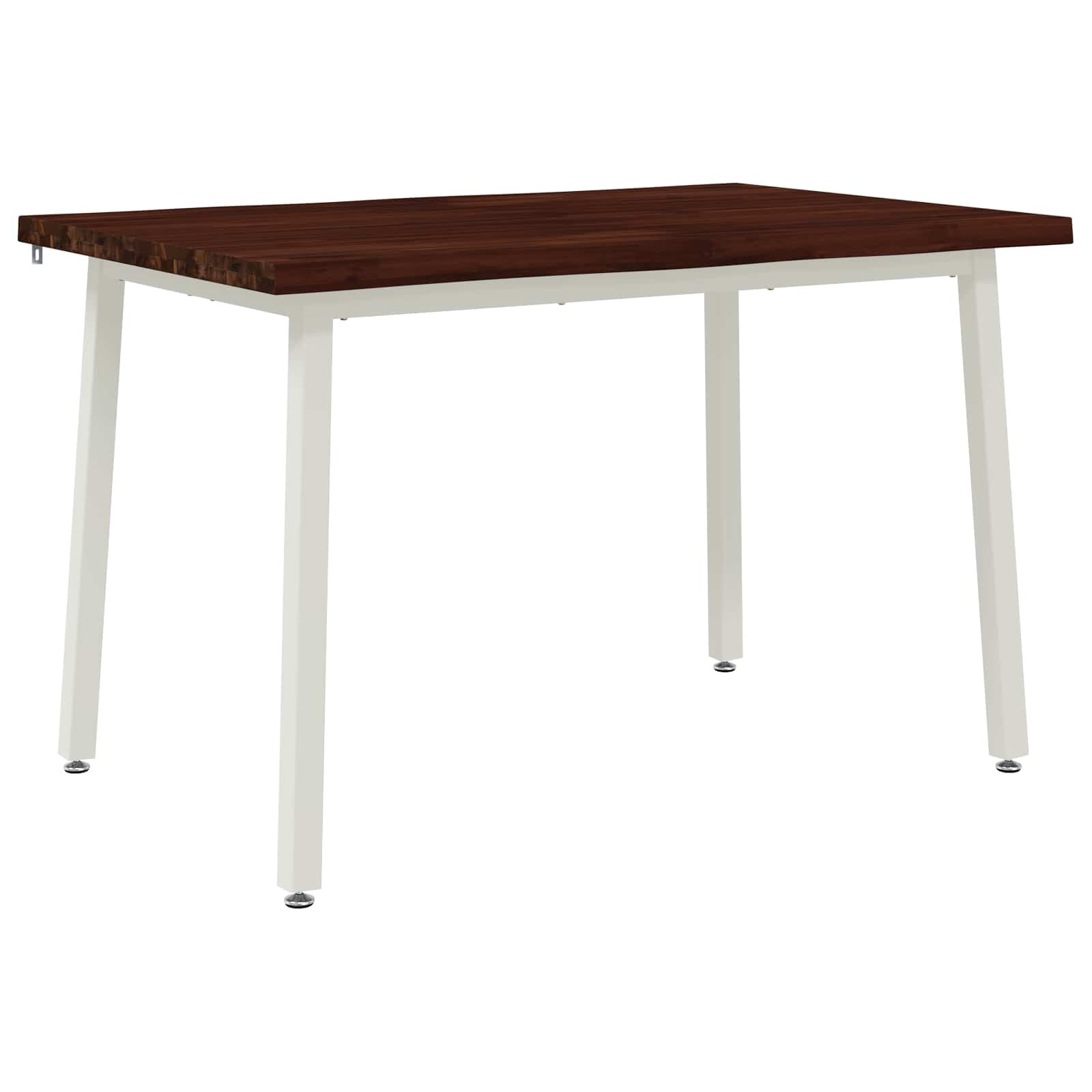 vidaXL 120 x 70 x 75 cm Солидно акациево дърво Тъмен кафяв и бяло