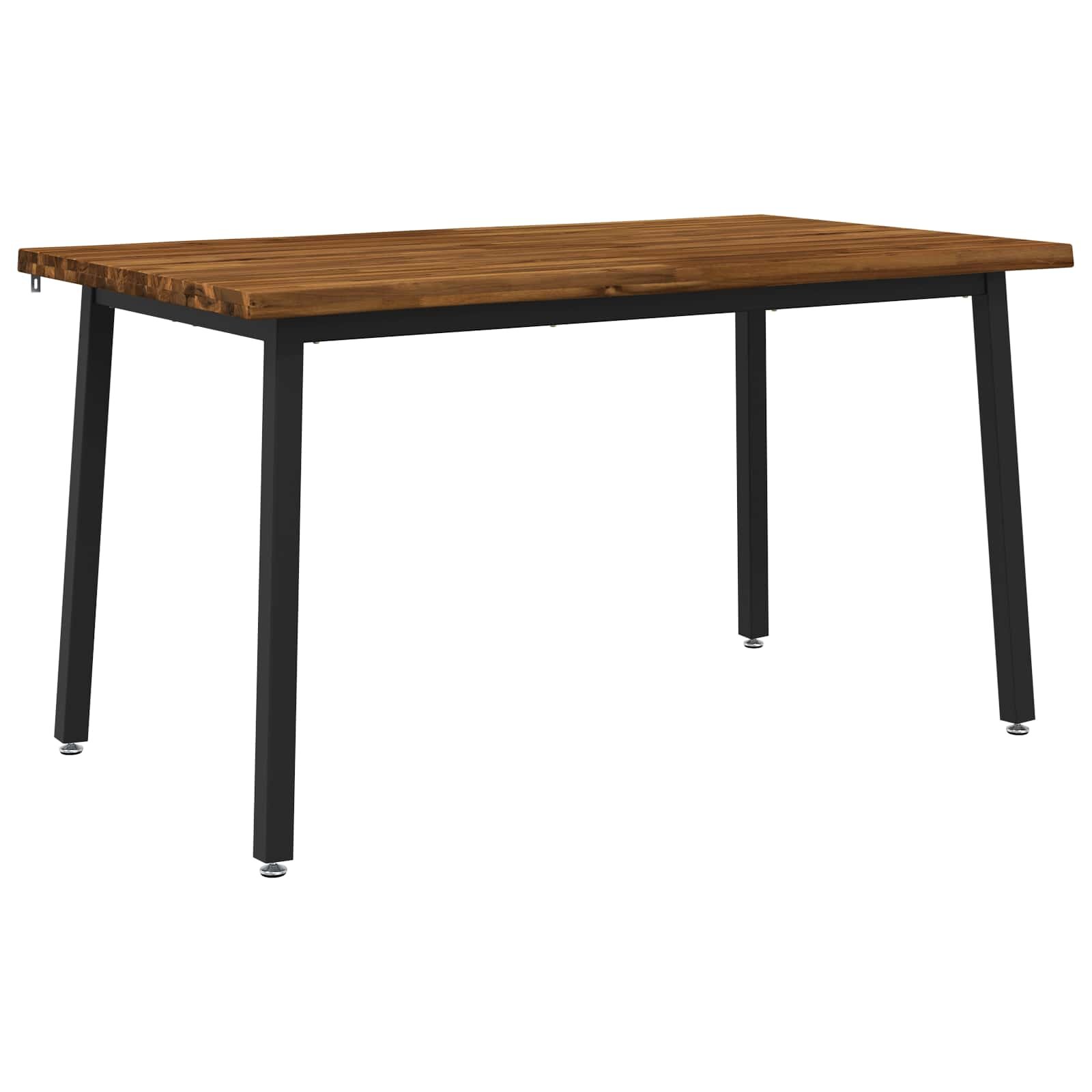 vidaXL 140 x 80 x 75 cm Солидно акациево дърво Естествено и черно