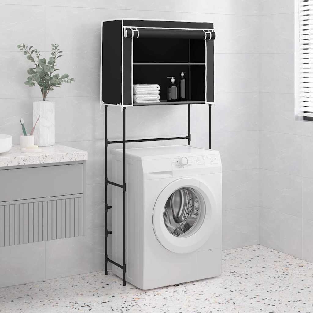 vidaXL 2-етажен стелаж за над пералня черен 71x295x1705 см желязо