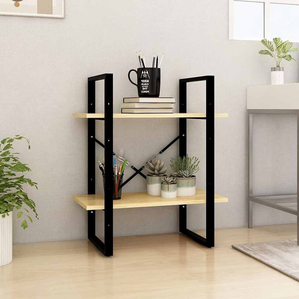 vidaXL 2-етажна библиотека 60x30x70 см борово дърво масив