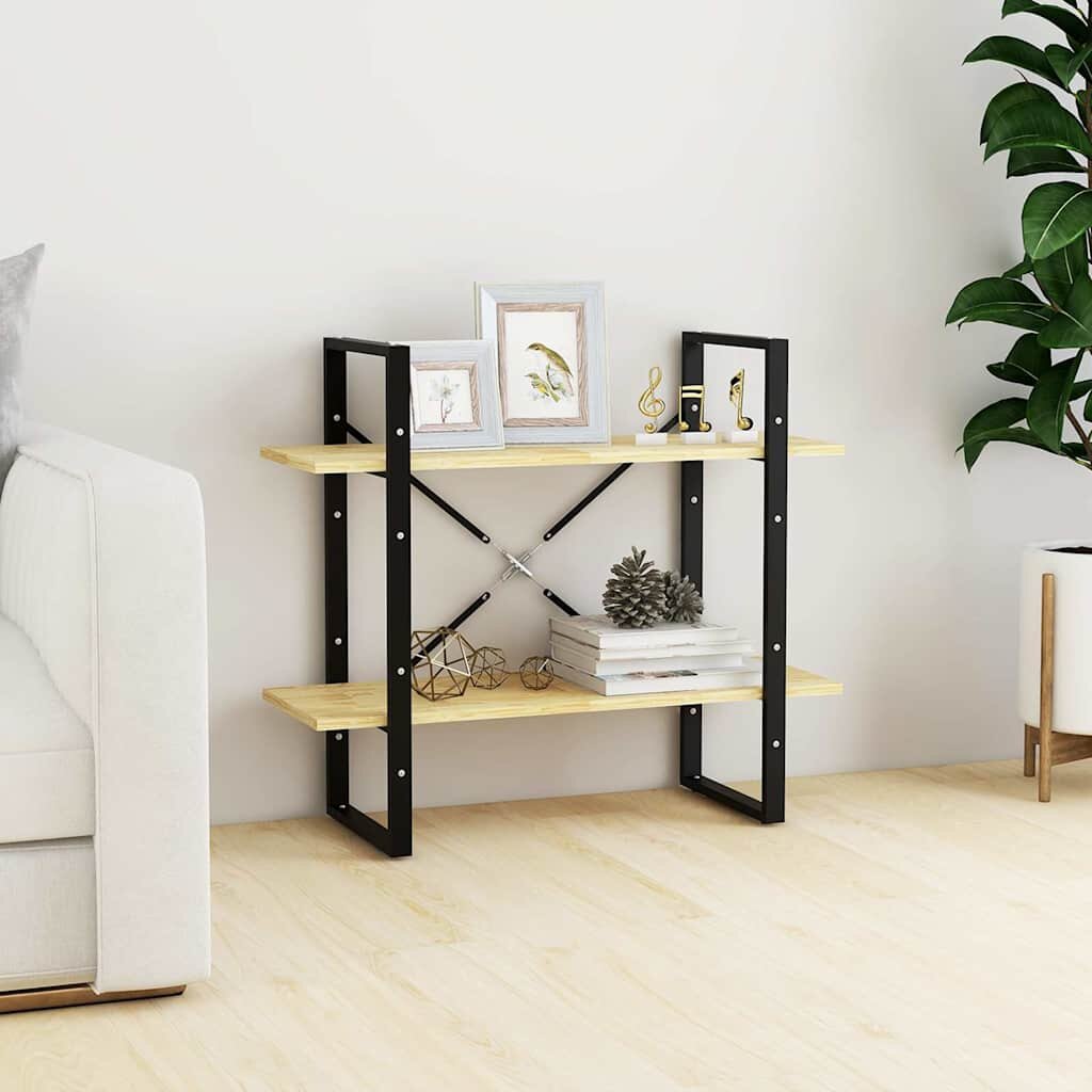 vidaXL 2-етажна библиотека 80x30x70 см борово дърво масив