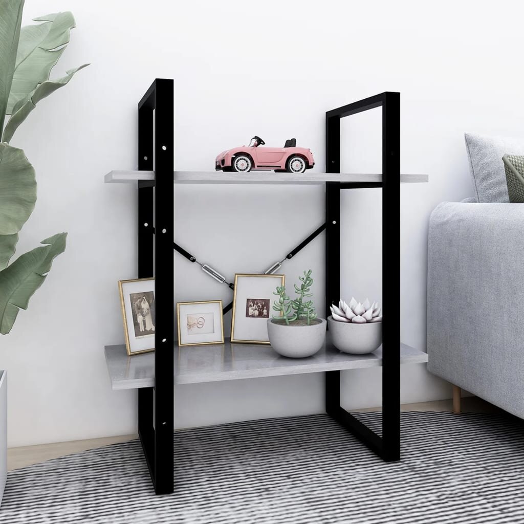 vidaXL 2-етажна библиотека бетонно сив 60x30x70 см инженерно дърво