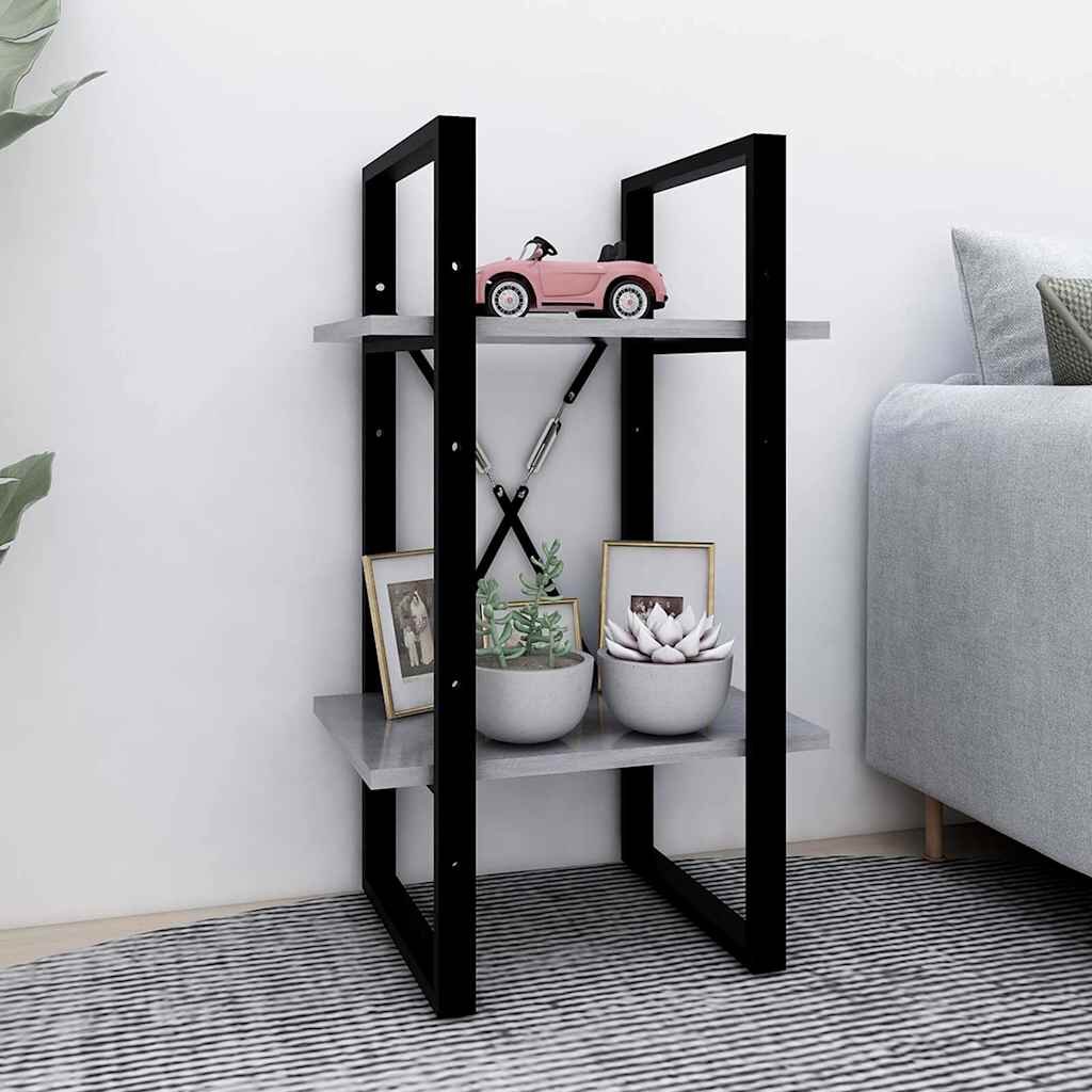 vidaXL 2-етажна библиотека бетонно сива 40x30x70 см инженерно дърво