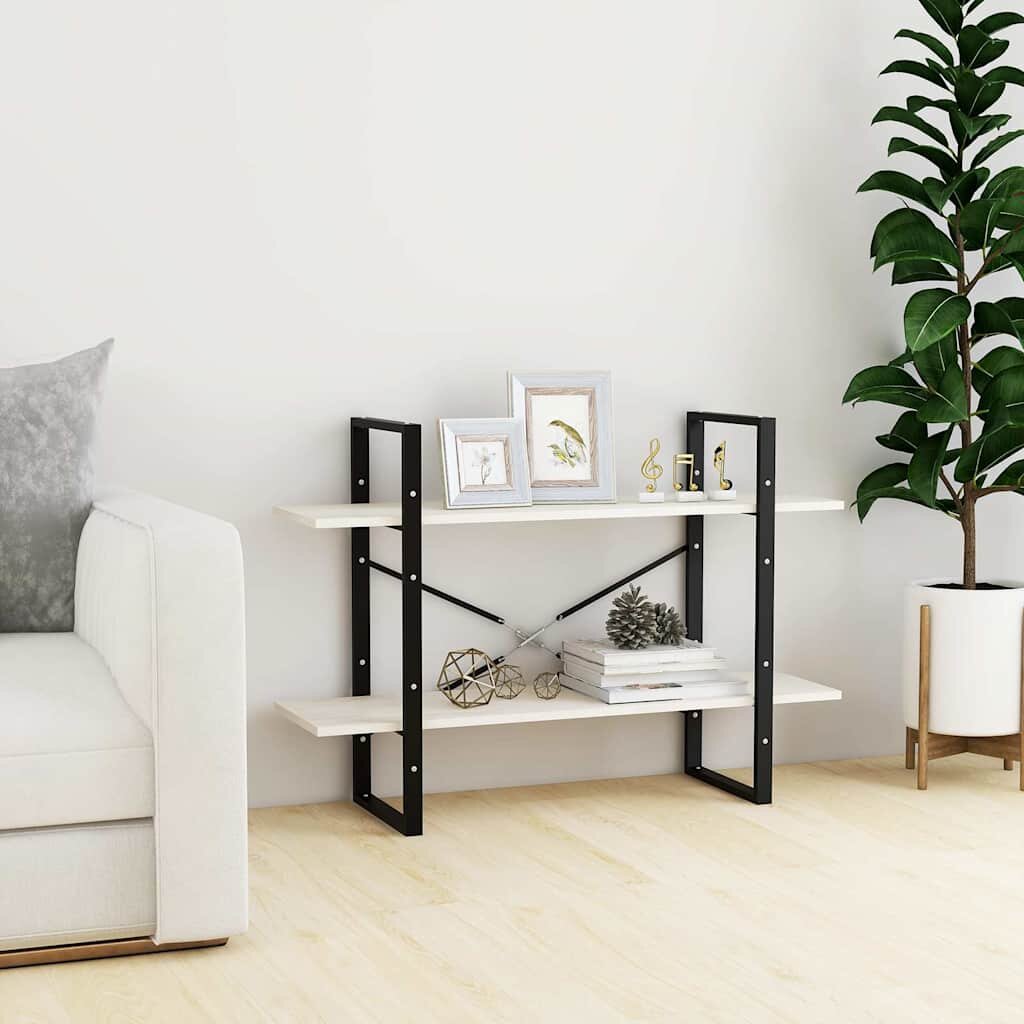 vidaXL 2-етажна библиотека бяла 100x30x70 см борово дърво масив