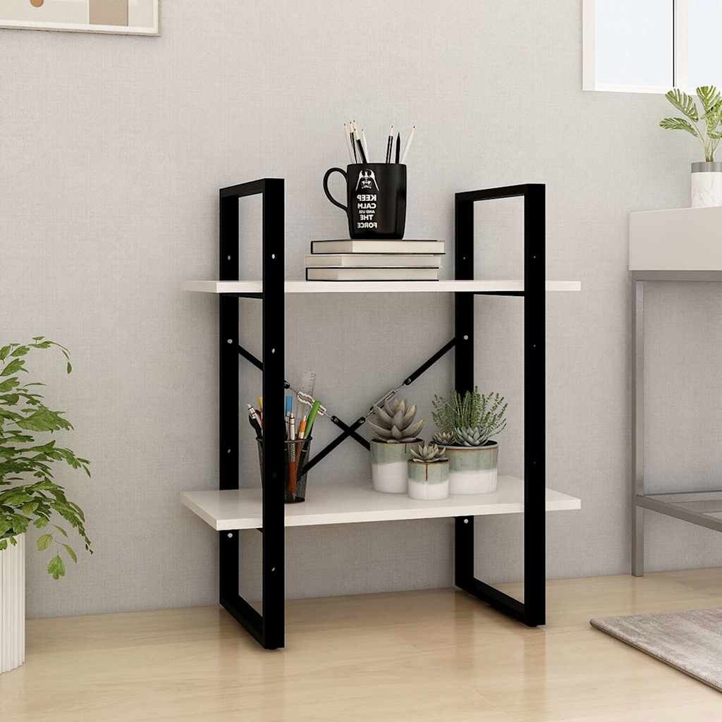 vidaXL 2-етажна библиотека бяла 60x30x70 см борово дърво масив