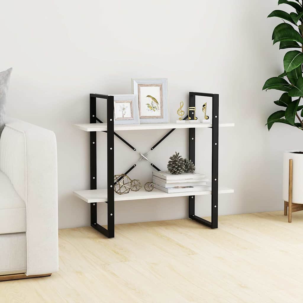 vidaXL 2-етажна библиотека бяла 80x30x70 см борово дърво масив