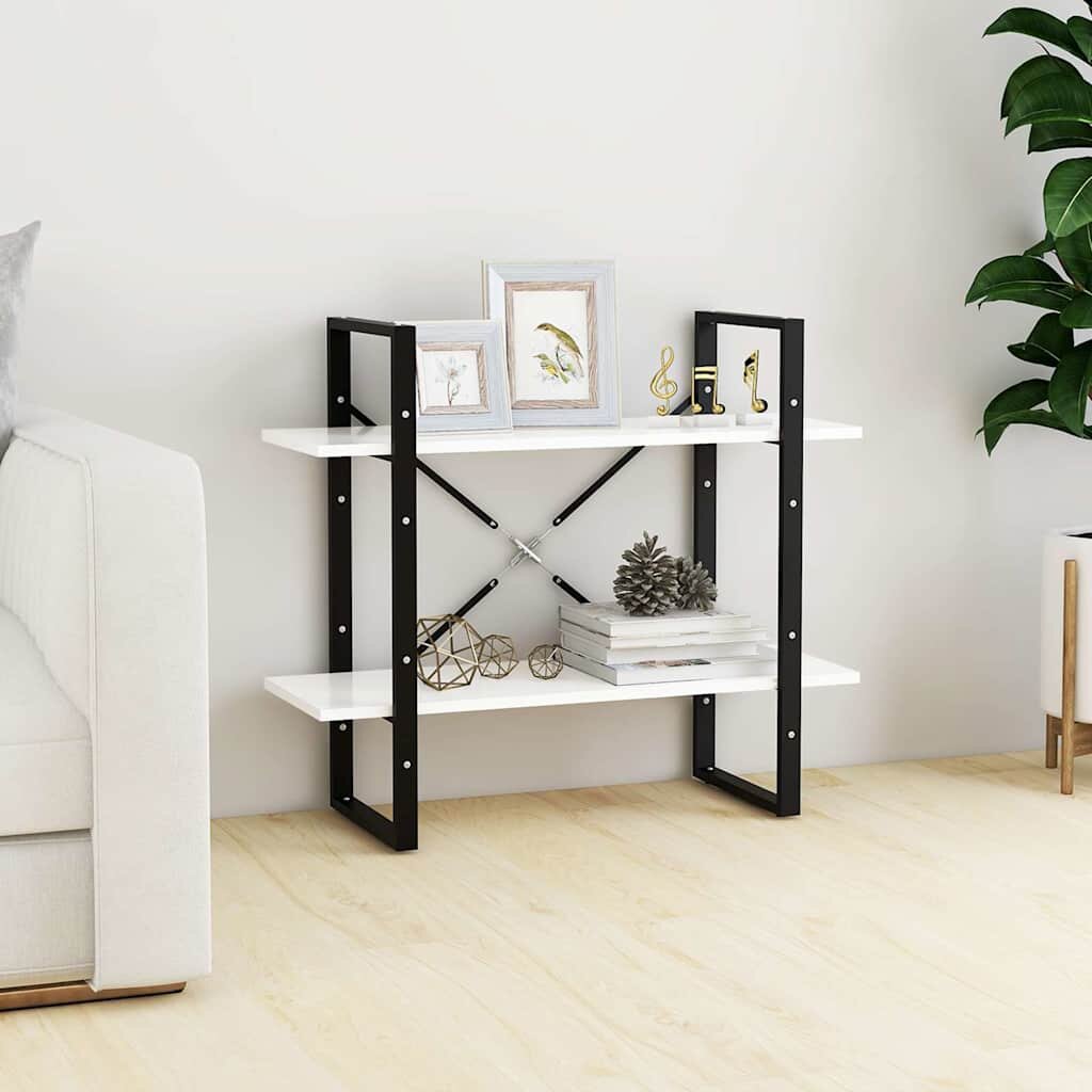 vidaXL 2-етажна библиотека бяла 80x30x70 см инженерно дърво
