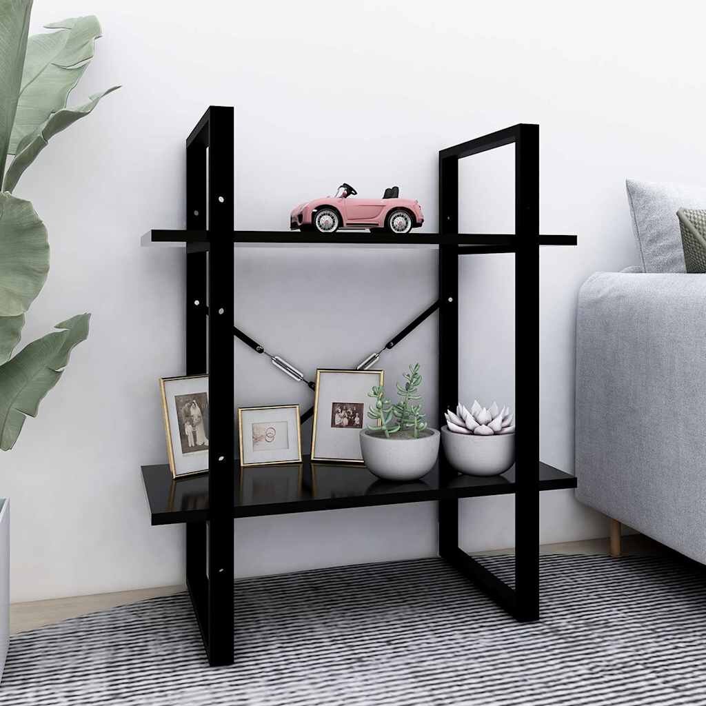vidaXL 2-етажна библиотека черна 60x30x70 см инженерно дърво