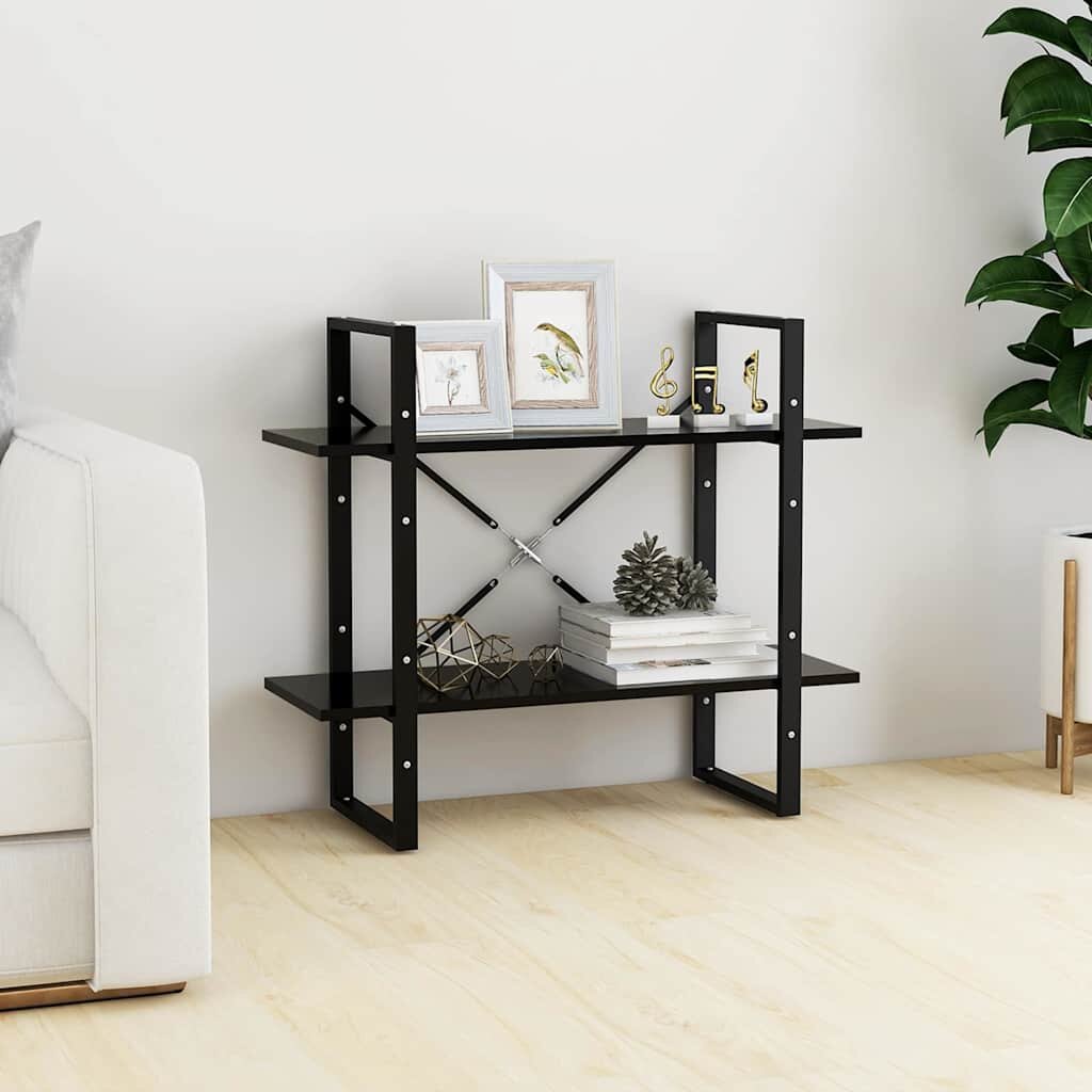 vidaXL 2-етажна библиотека черна 80x30x70 см инженерно дърво