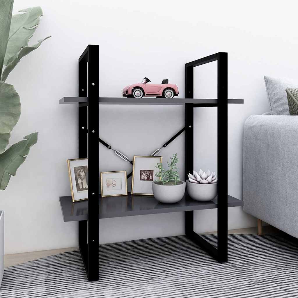vidaXL 2-етажна библиотека сив 60x30x70 см инженерно дърво