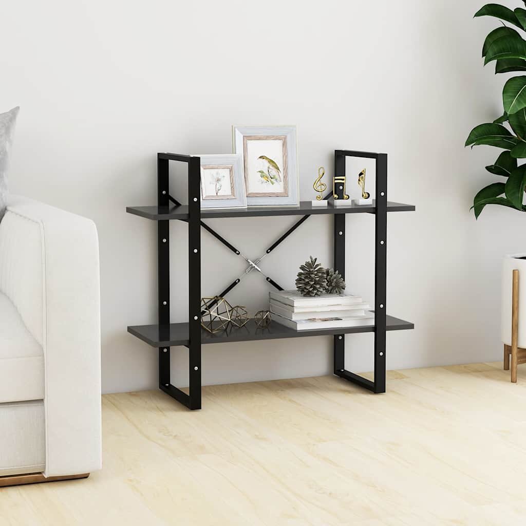 vidaXL 2-етажна библиотека сива 80x30x70 см инженерно дърво