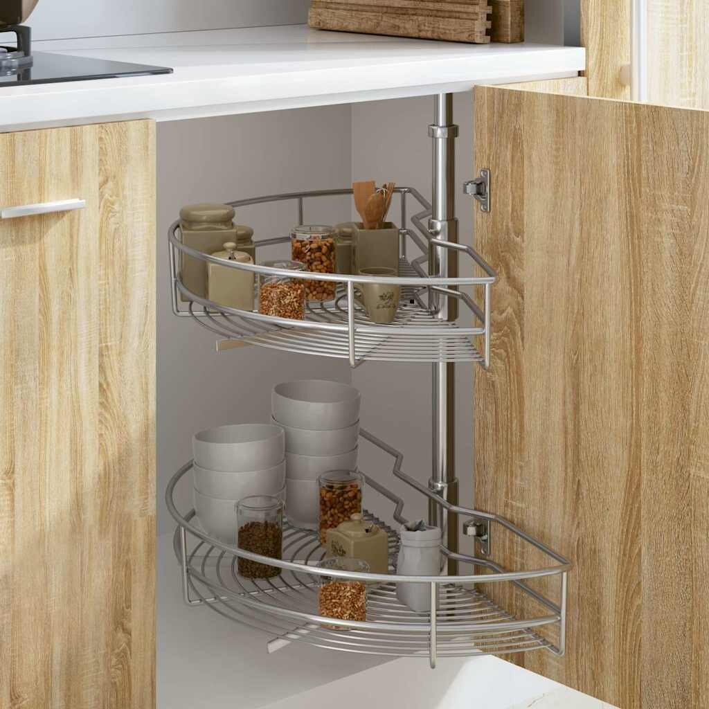 vidaXL 2-етажна кошница за кухня сребриста 180 градуса 75x38x80 см
