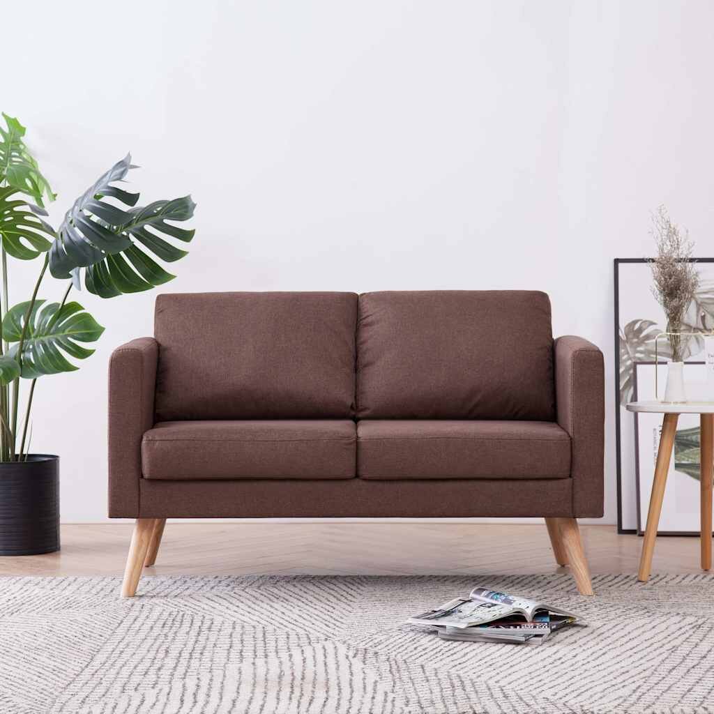 vidaXL 2-местен диван текстил кафяв