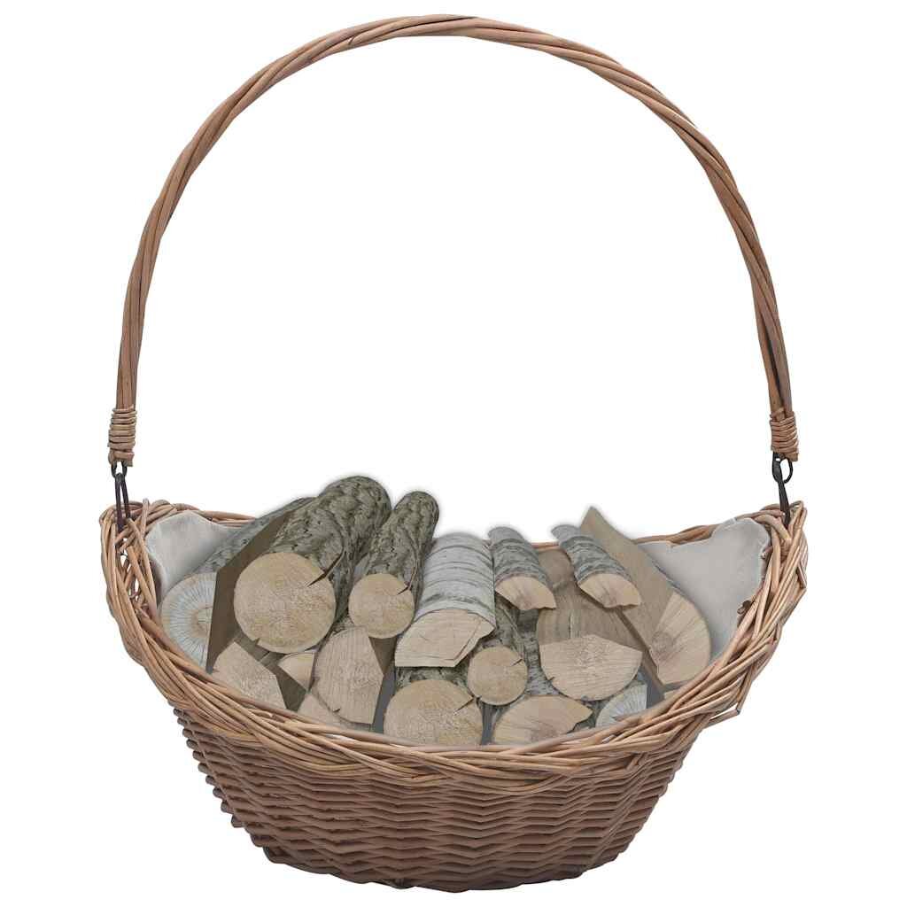 vidaXL 286987 Firewood Basket with Handle 57x465x52 cm Brown Willow