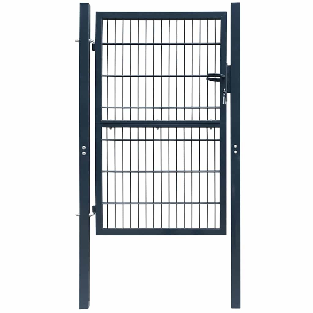 vidaXL 2D Оградна порта (единична) антрацитно сива 100x120 см