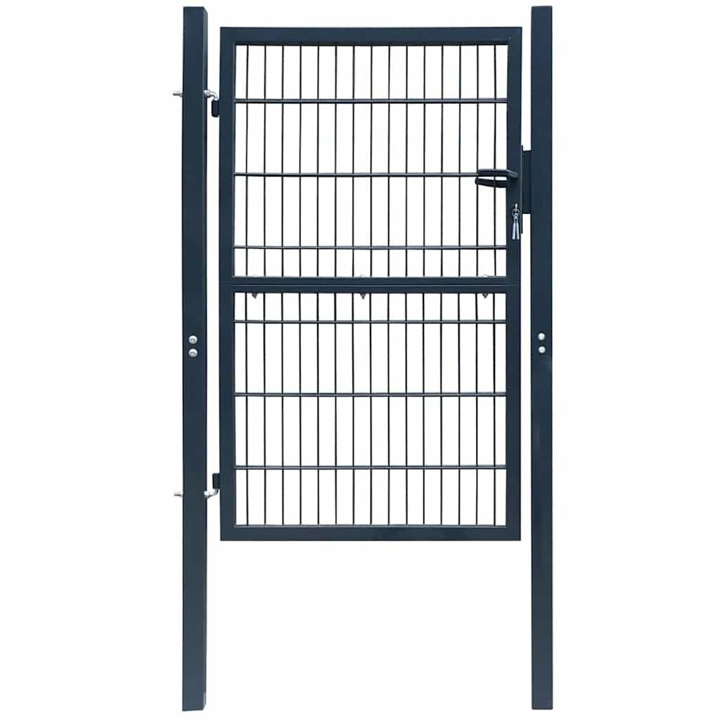 vidaXL 2D Оградна порта (единична) антрацитно сива 100x160 см