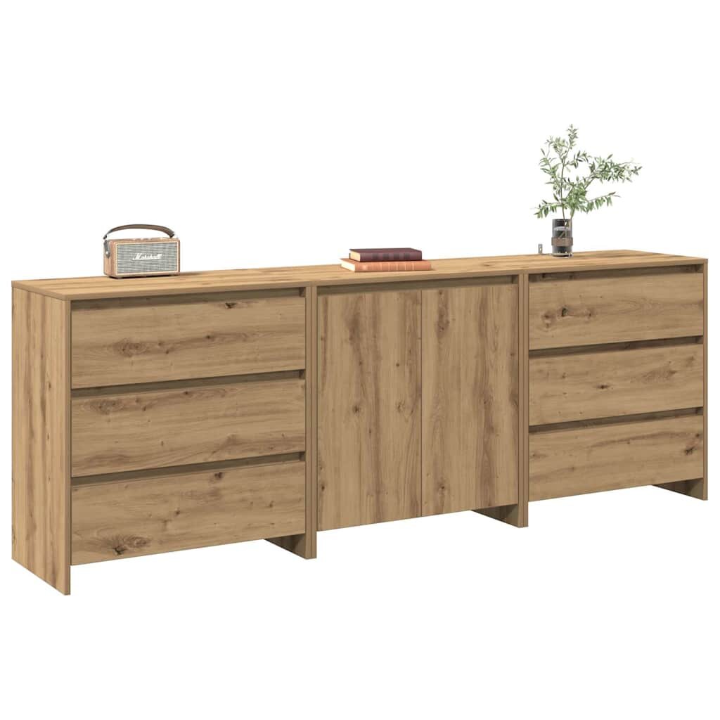 vidaXL 3 броя бюфет Artisan Oak Engineered Wood