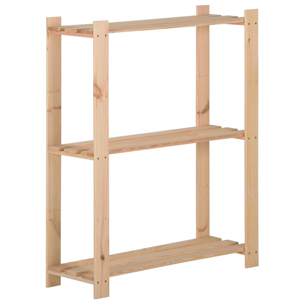 vidaXL 3-етажен стелаж 60x285x90 см бор масив