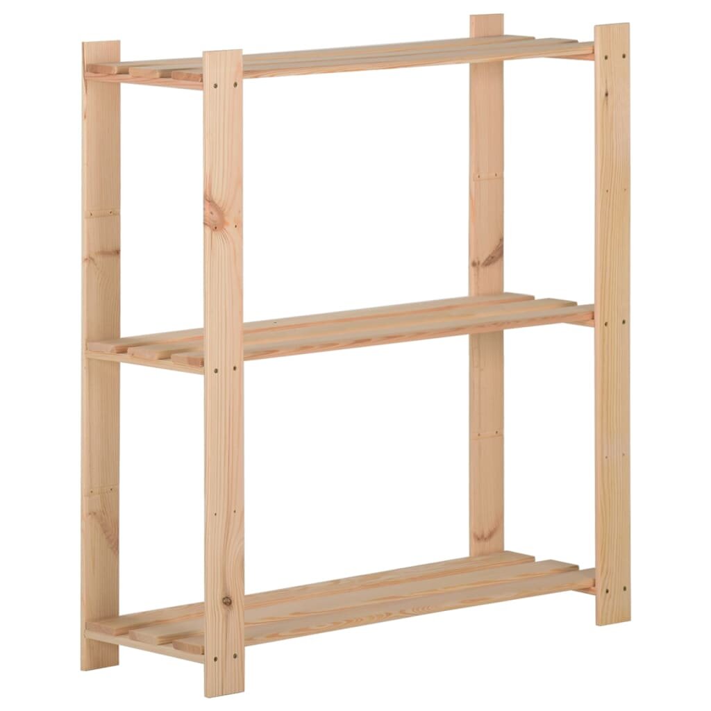 vidaXL 3-етажен стелаж 80x285x90 см бор масив