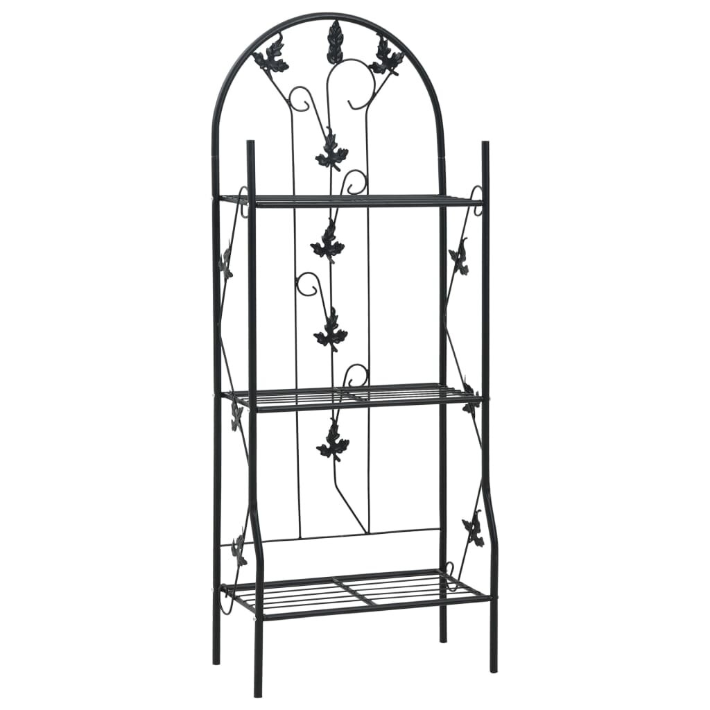vidaXL 3-етажен цветарник черен 52x28x128 см желязо
