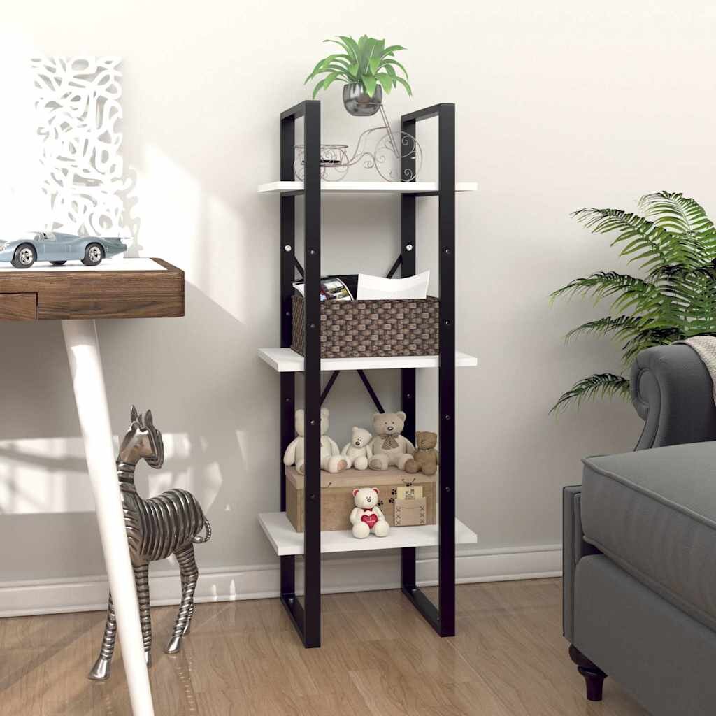 vidaXL 3-етажна библиотека бял 40x30x105 см инженерно дърво
