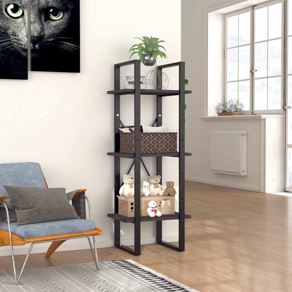 vidaXL 3-етажна библиотека сив 40x30x105 см инженерно дърво
