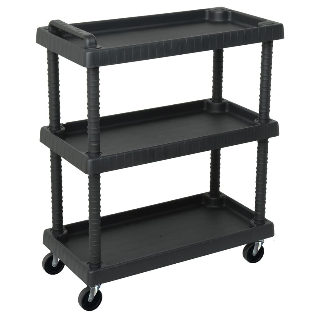 vidaXL 3-етажна количка за инструменти за гараж черна 75x375x92 см PP