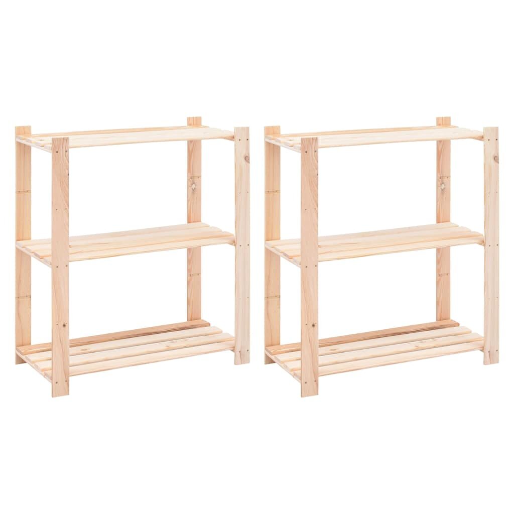 vidaXL 3-етажни стелажи 2 бр 80x38x90 см бор масив 150 кг
