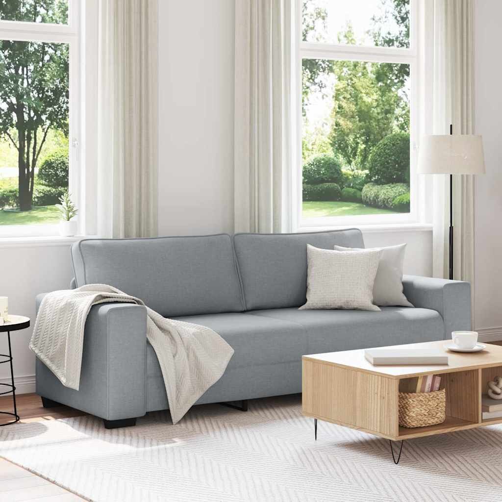 vidaXL 3-местен диван светло сив 220x77x82 см плат