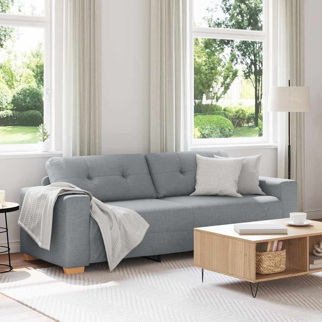 vidaXL 3-местен диван светло сив 220x78x80 см плат