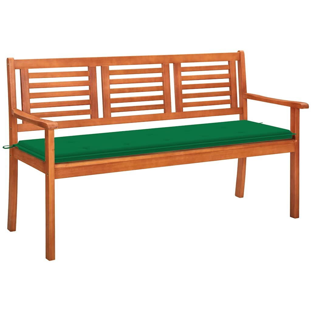 vidaXL 3-местна градинска пейка с възглавница 150 cм евкалипт масив