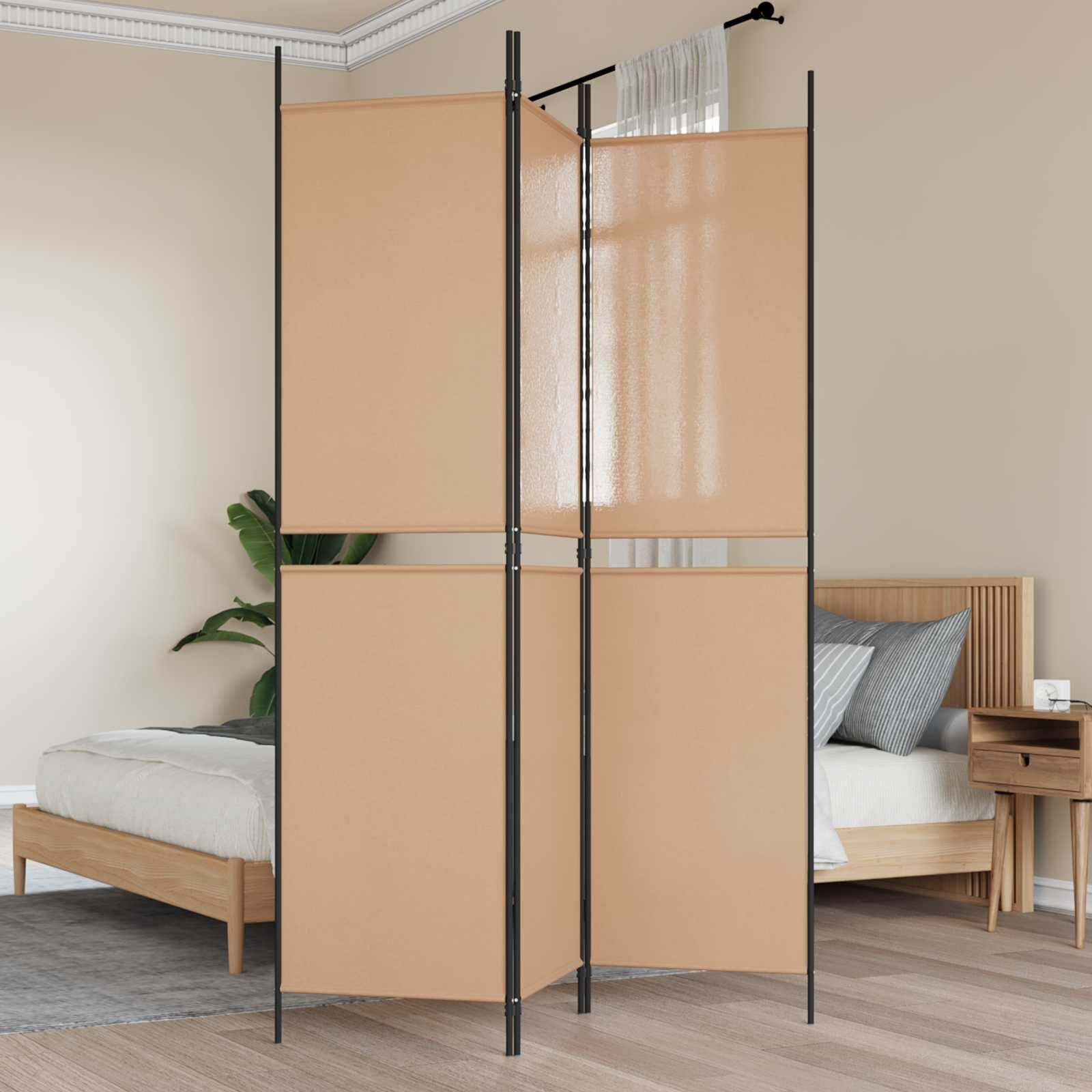 vidaXL 3-панелен екран Бежово 150 x 200 cm Текстил